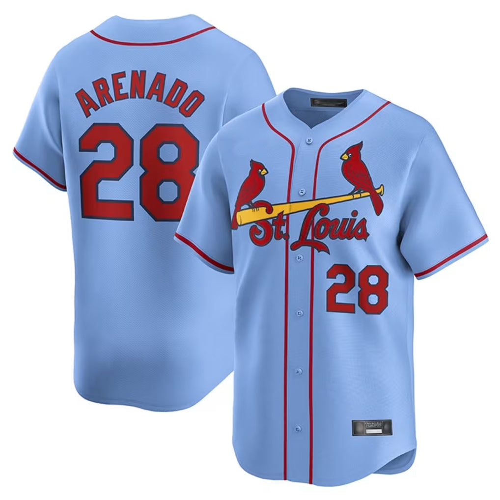tocy St. Louis Cardinals #28 Nolan Arenado Player Light Blue Home Limited Stitched Jerseys