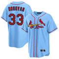 tocy St. Louis Cardinals #33 Brendan Donovan Player Light Blue Home Game Stitched Jerseys