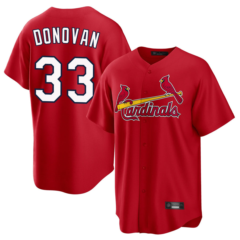 tocy St. Louis Cardinals #33 Brendan Donovan Player Red Home Game Stitched Jerseys