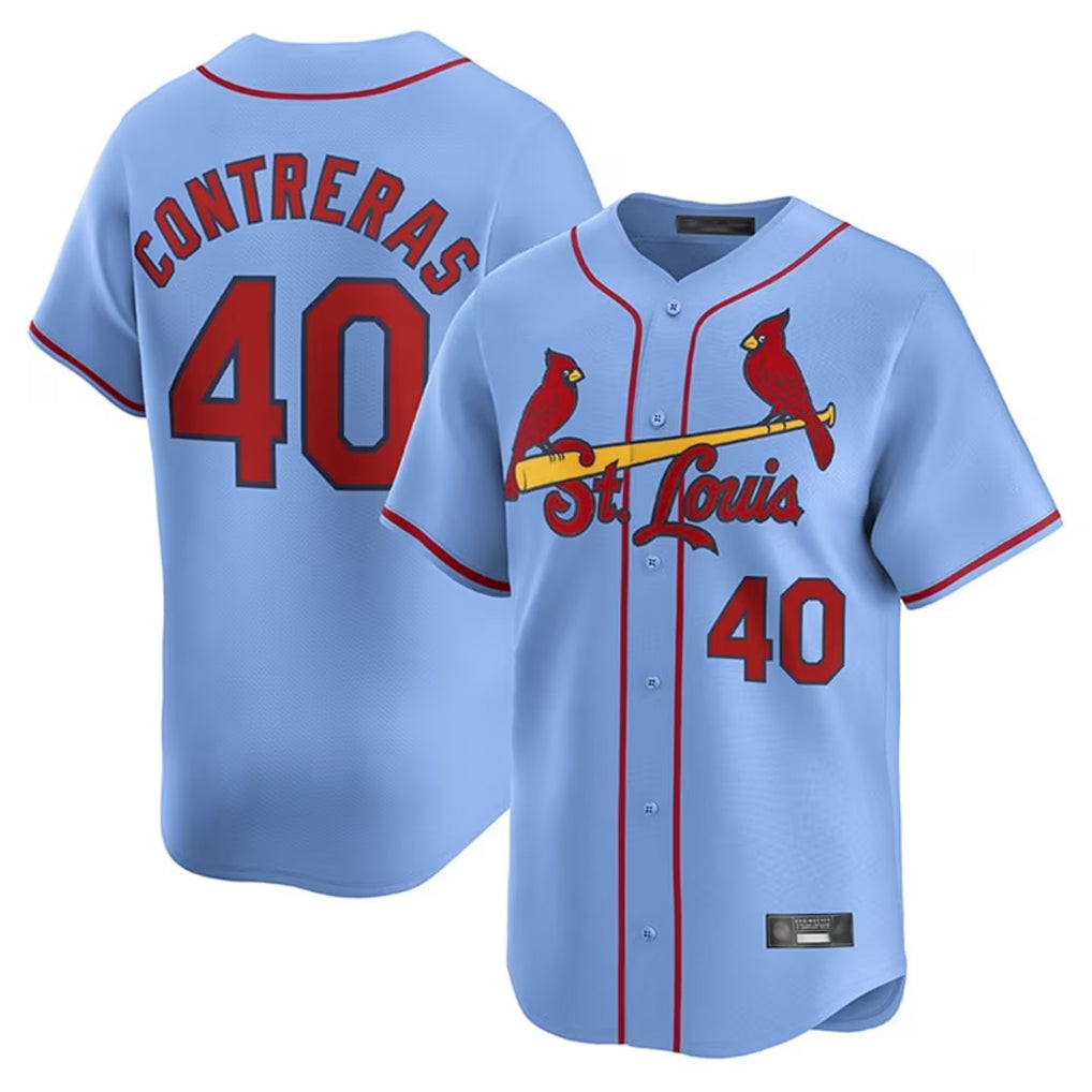 tocy St. Louis Cardinals #40 Willson Contreras Player Light Blue Home Limited Stitched Jerseys