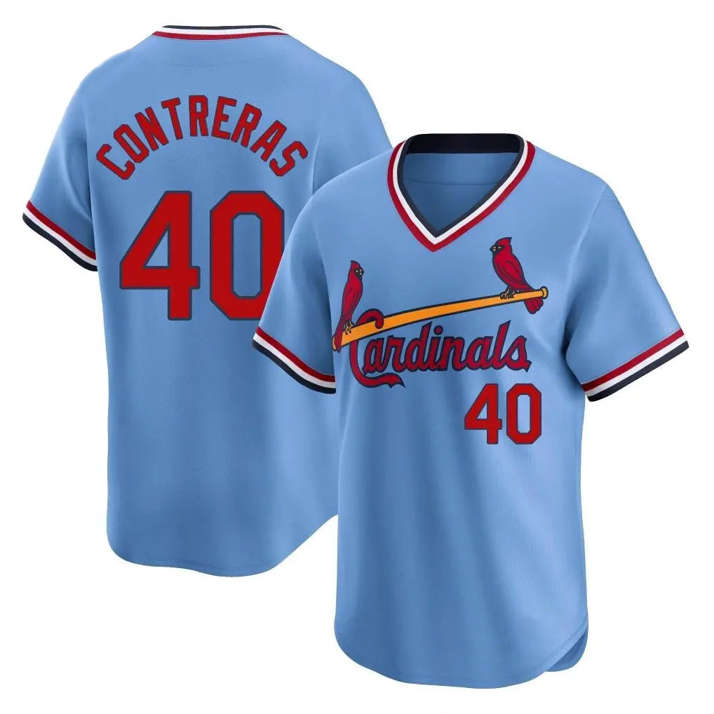 tocy St. Louis Cardinals #40 Willson Contreras Player Light Blue Throwback Cooperstown Collection Limited Stitched Jerseys