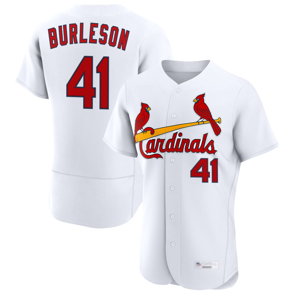 tocy St. Louis Cardinals #41 Alec Burlesona Player White Home Limited Elite Stitched Jerseys