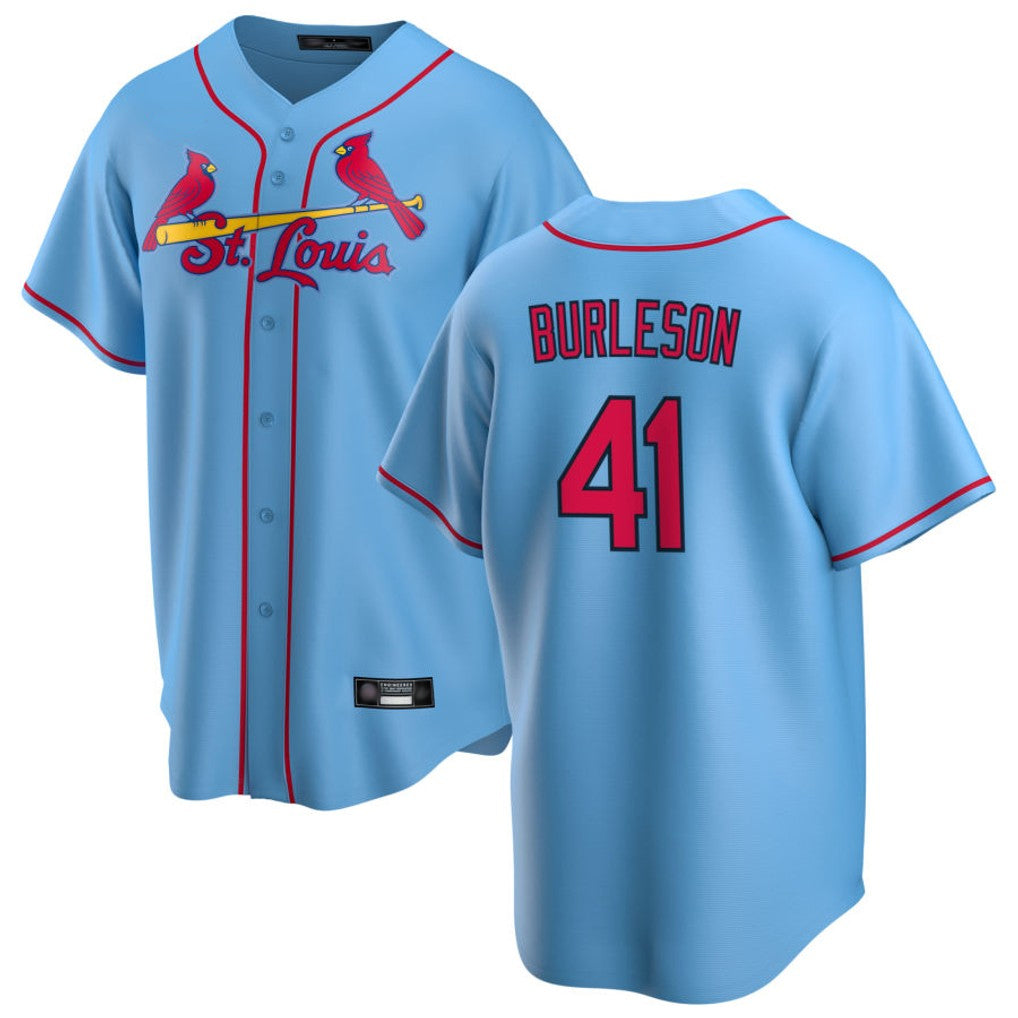tocy St. Louis Cardinals #41 Alec Burlesona Player Light Blue Home Game Stitched Jerseys