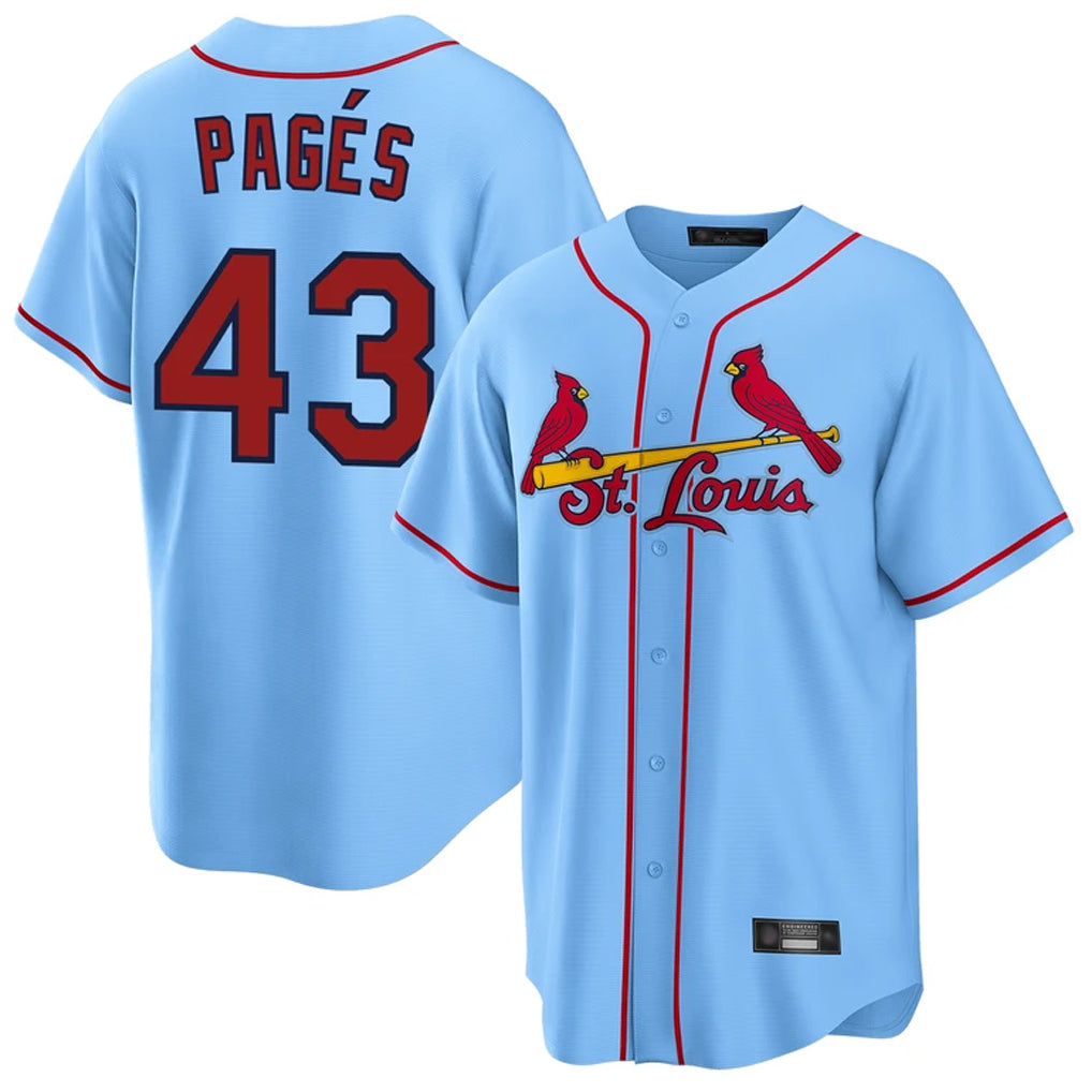 tocy St. Louis Cardinals #43 Pedro Pages Player Light Blue Home Game Stitched Jerseys