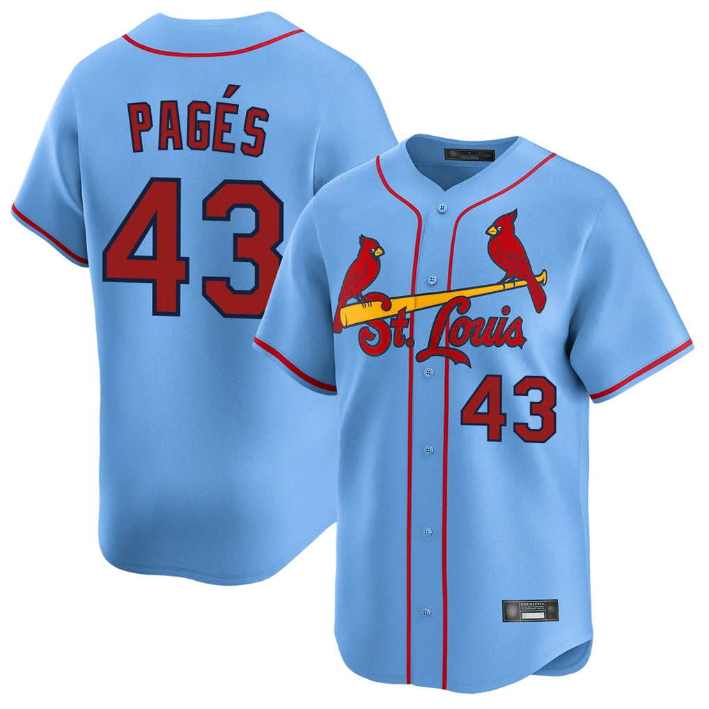 tocy St. Louis Cardinals #43 Pedro Pages Player Light Blue Home Limited Stitched Jerseys