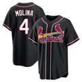 tocy St. Louis Cardinals #4 Yadier Molina Player Black Carbon Fashio Game Stitched Jerseys