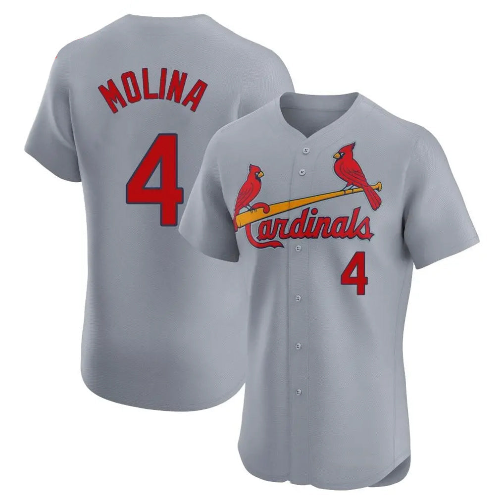 tocy St. Louis Cardinals #4 Yadier Molina Player Gray Home Limited Elite Stitched Jerseys