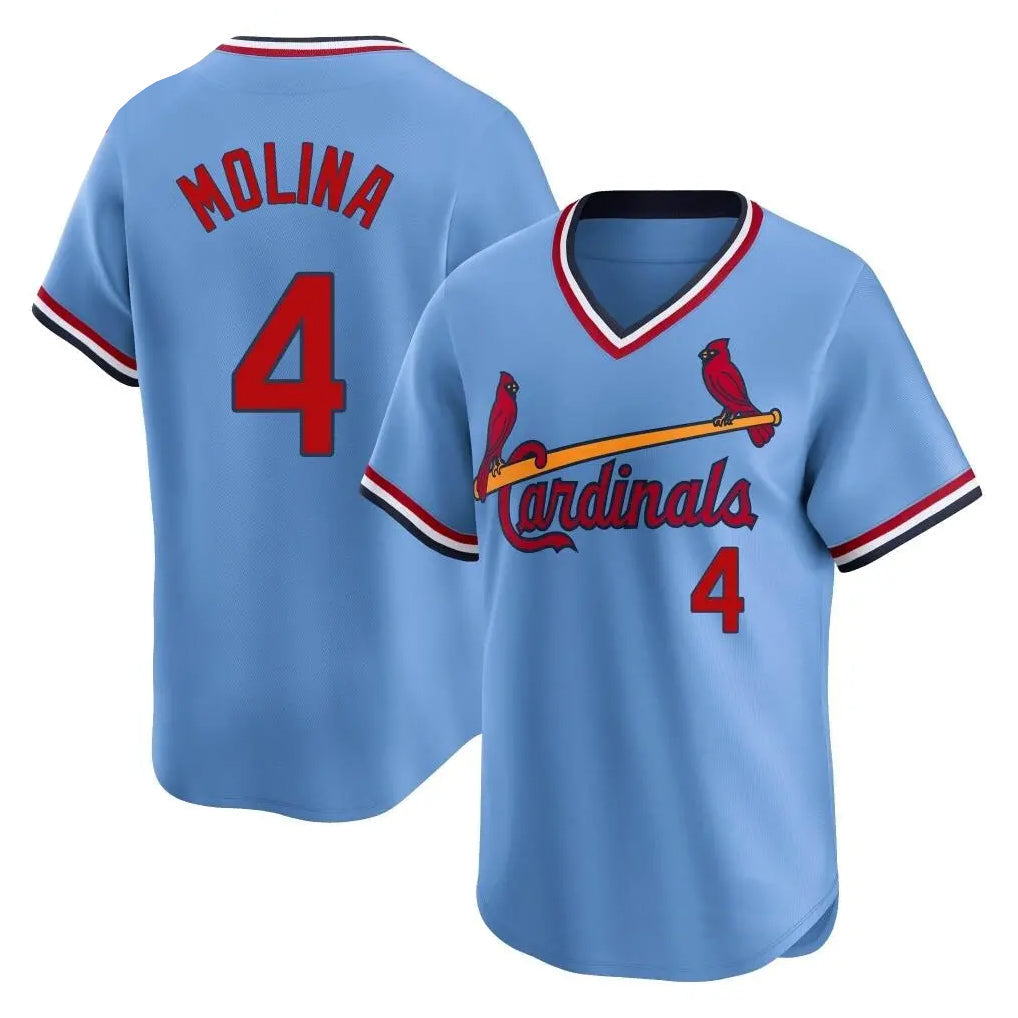tocy St. Louis Cardinals #4 Yadier Molina Player Light Blue City Connect Home T-shirt Stitched Jerseys