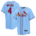 tocy St. Louis Cardinals #4 Yadier Molina Player Light Blue Home Game Stitched Jerseys