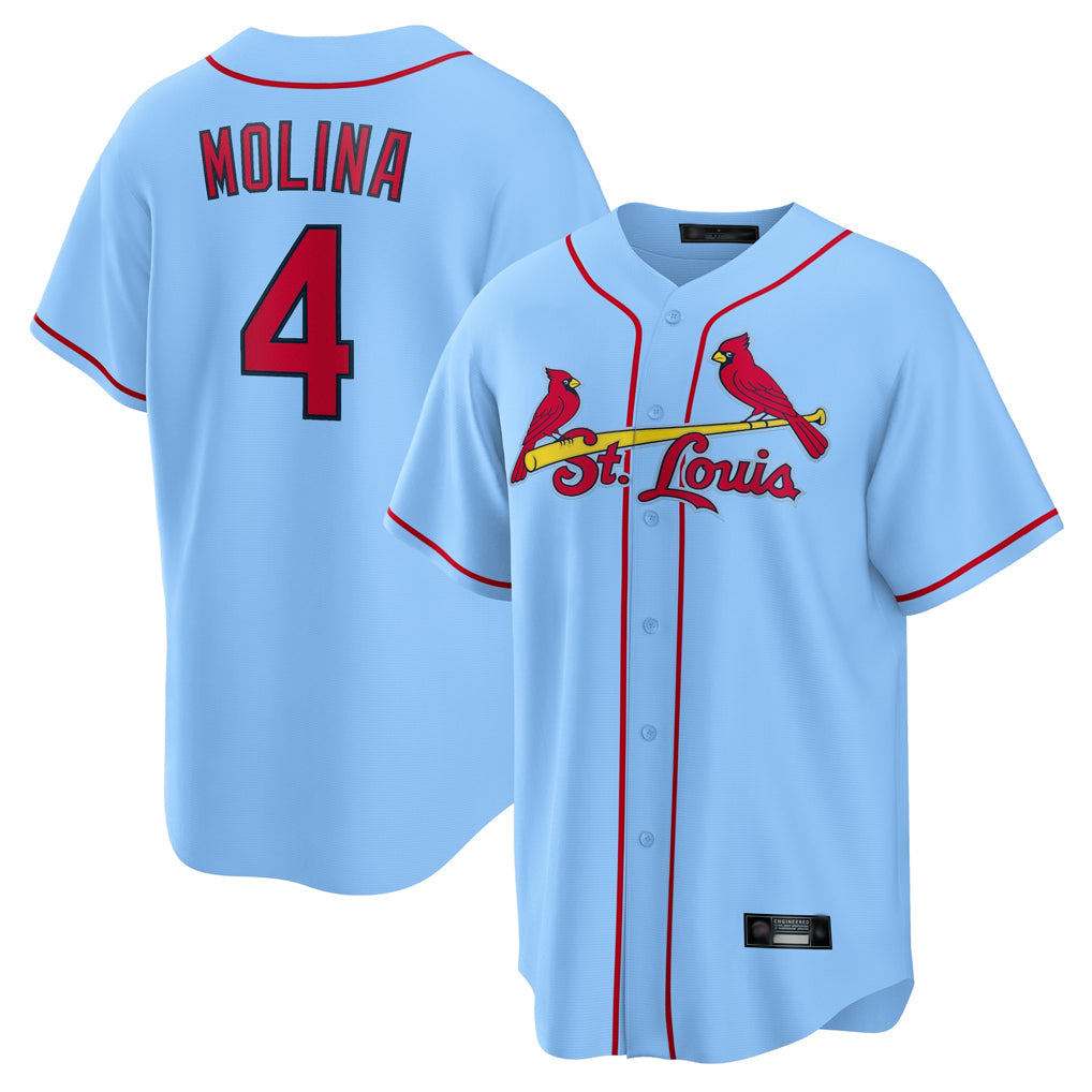tocy St. Louis Cardinals #4 Yadier Molina Player Light Blue Home Game Stitched Jerseys