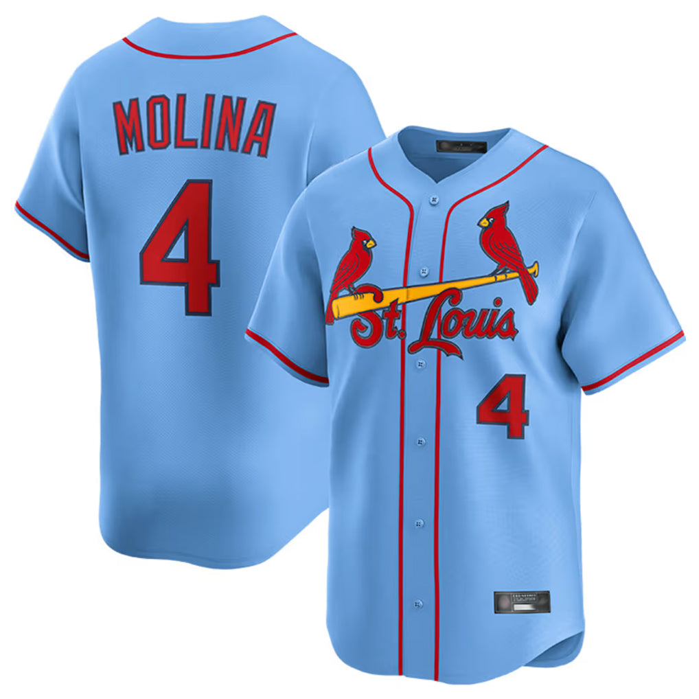 tocy St. Louis Cardinals #4 Yadier Molina Player Light Blue Home Limited Stitched Jerseys