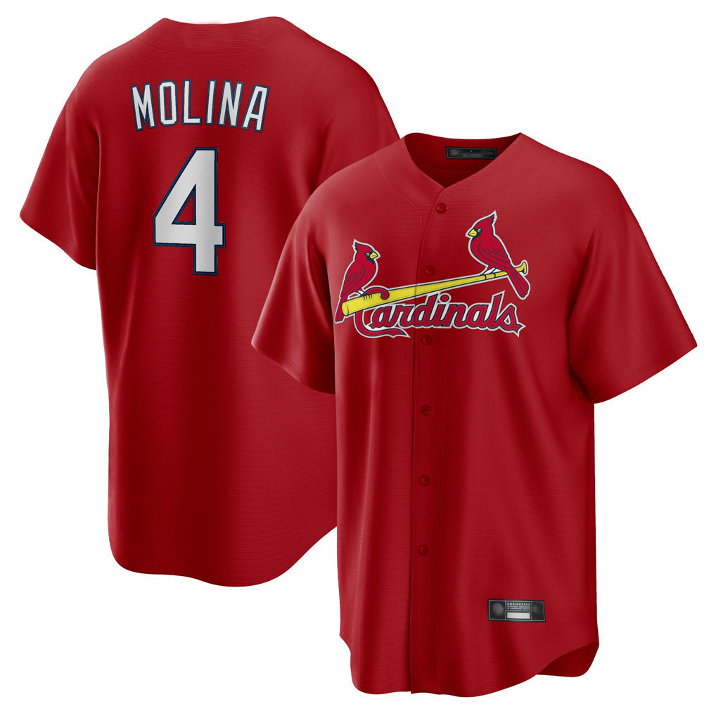 tocy St. Louis Cardinals #4 Yadier Molina Player Red Home Game Stitched Jerseys