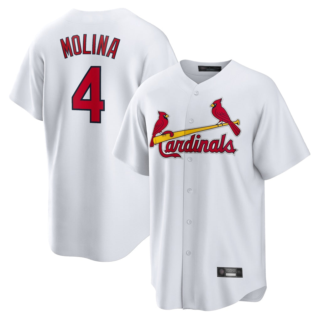 tocy St. Louis Cardinals #4 Yadier Molina Player White Home Game Stitched Jerseys