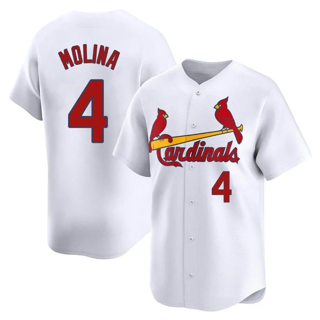 tocy St. Louis Cardinals #4 Yadier Molina Player White Home Limited Stitched Jerseys