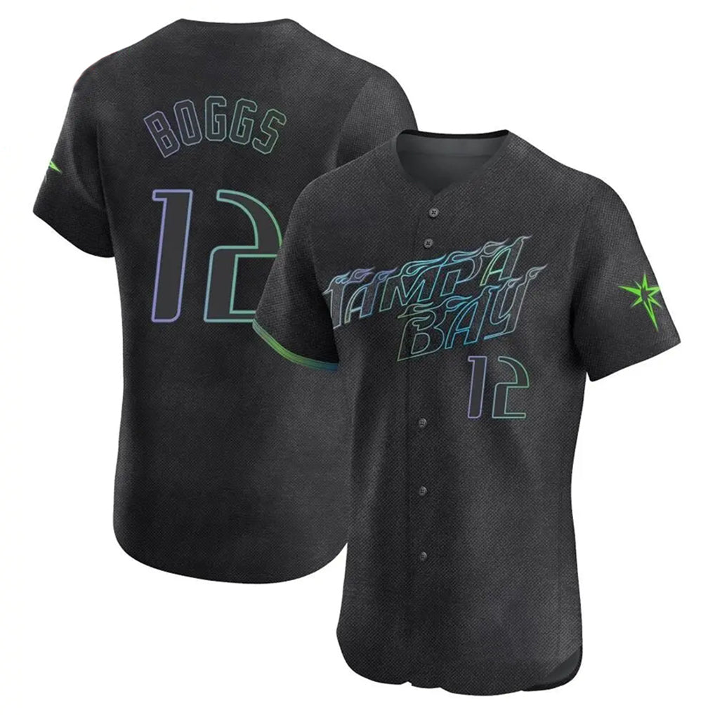 tocy T.Bay Rays #12 Wade Boggs Player Black City Connect Home Limited Elite Stitched Jerseys