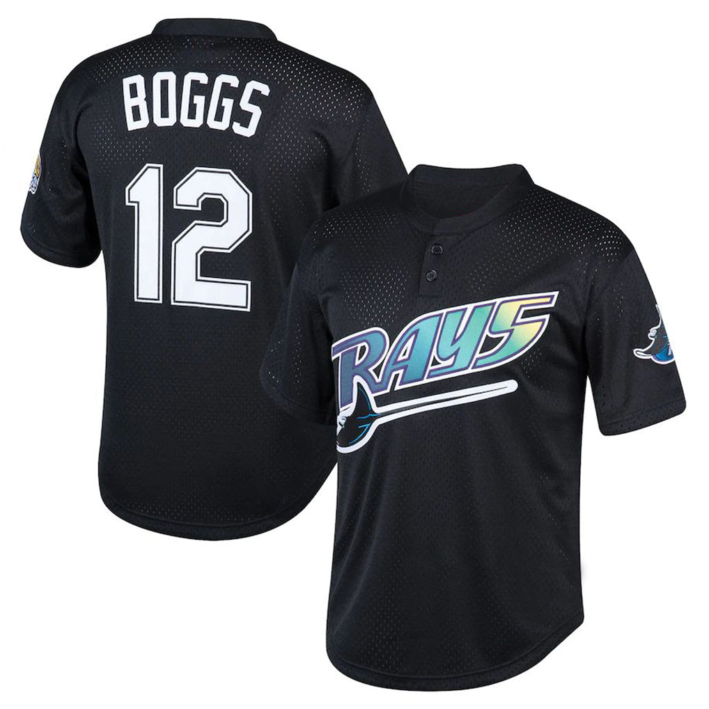tocy T.Bay Rays #12 Wade Boggs Player Black Mitchell & Ness Cooperstown Collection Mesh Batting Practice Stitched Jerseys