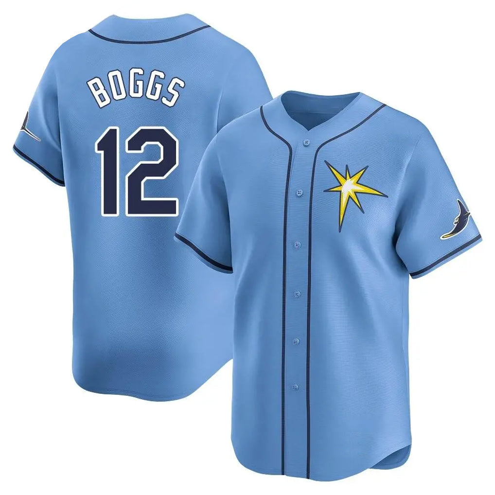 tocy T.Bay Rays #12 Wade Boggs Player Light Blue Home Limited Stitched Jerseys