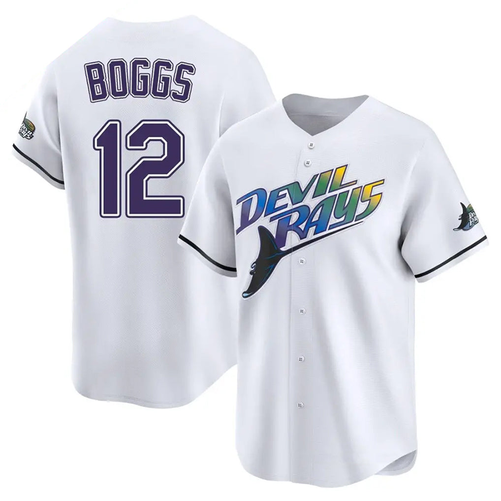 tocy T.Bay Rays #12 Wade Boggs Player White City Connect Home Stitched Jerseys