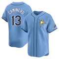 tocy T.Bay Rays #13 Junior Caminero Player Light Blue Home Limited Stitched Jerseys