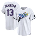 tocy T.Bay Rays #13 Junior Caminero Player White City Connect Home Stitched Jerseys