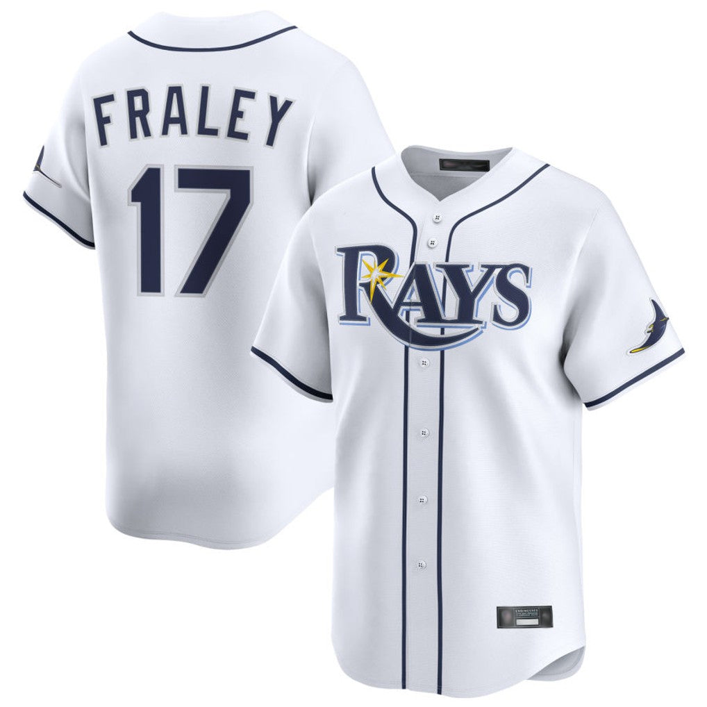 tocy T.Bay Rays #17 Jake Fraley Player White Home Limited Stitched Jerseys