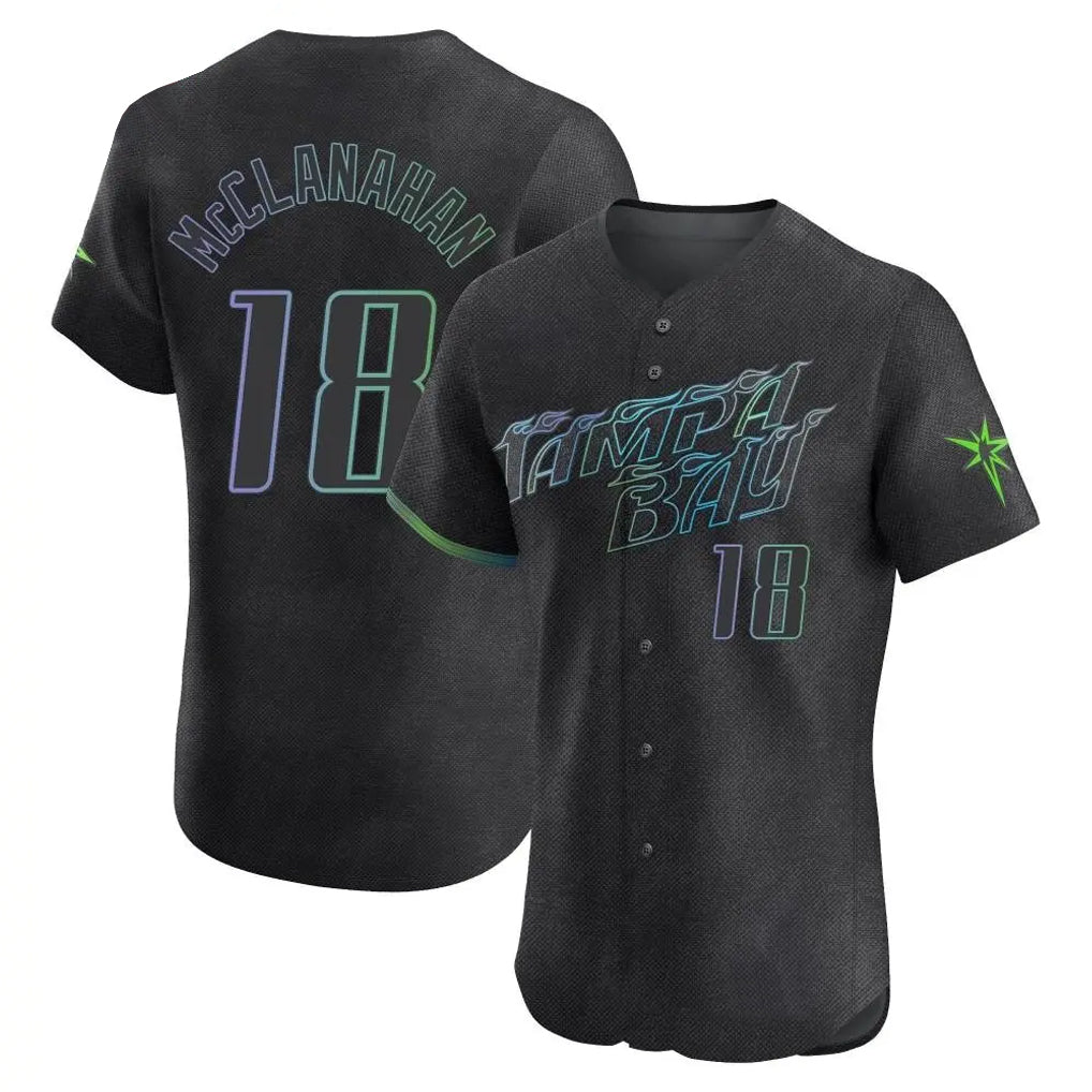 tocy T.Bay Rays #18 Shane McClanahan Player Black City Connect Home Limited Elite Stitched Jerseys