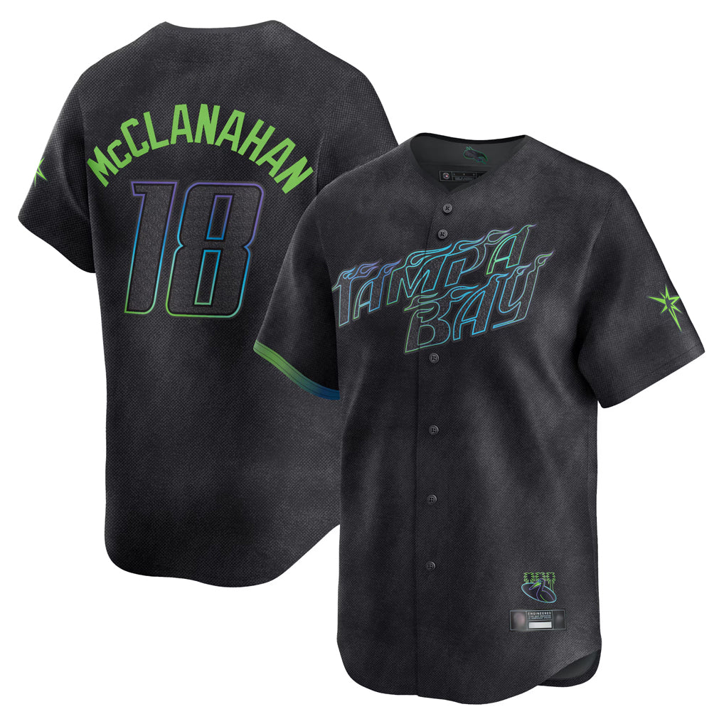 tocy T.Bay Rays #18 Shane McClanahan Player Black City Connect Home Limited Stitched Jerseys