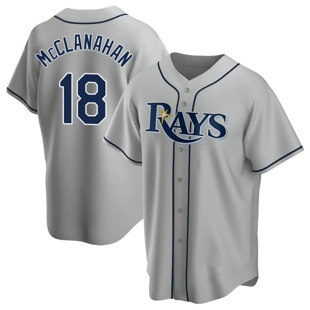 tocy T.Bay Rays #18 Shane McClanahan Player Gray Home Game Stitched Jerseys