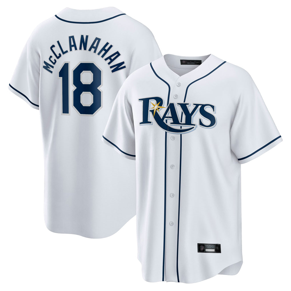 tocy T.Bay Rays #18 Shane McClanahan Player White Home Game Stitched Jerseys