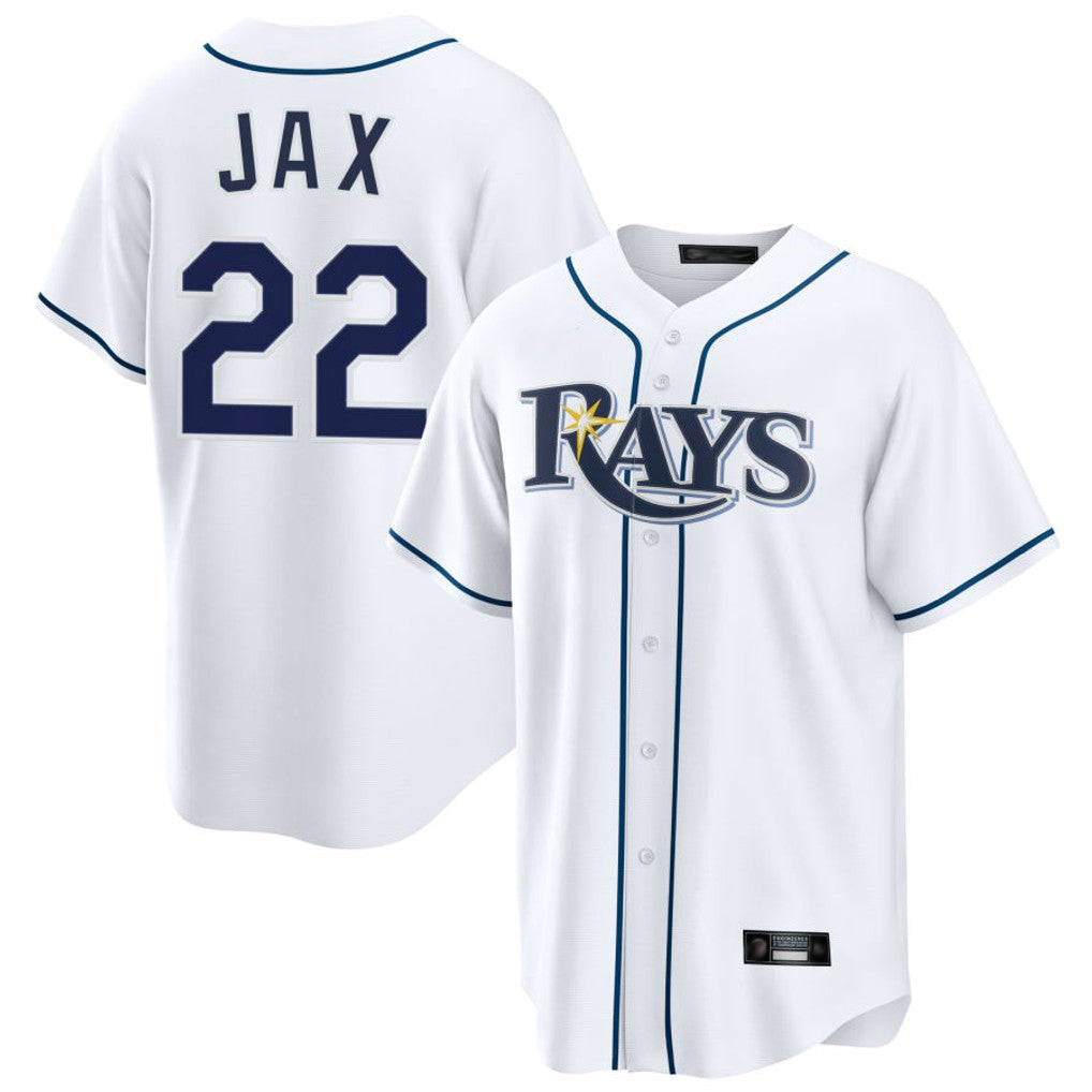 tocy T.Bay Rays #22 Griffin Jax Player White Home Game Stitched Jerseys