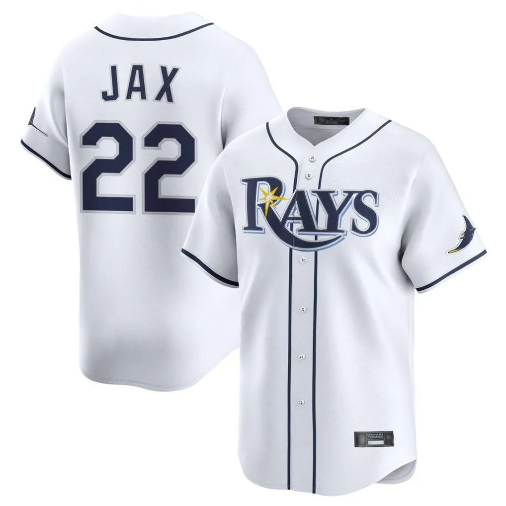 tocy T.Bay Rays #22 Griffin Jax Player White Home Limited Stitched Jerseys