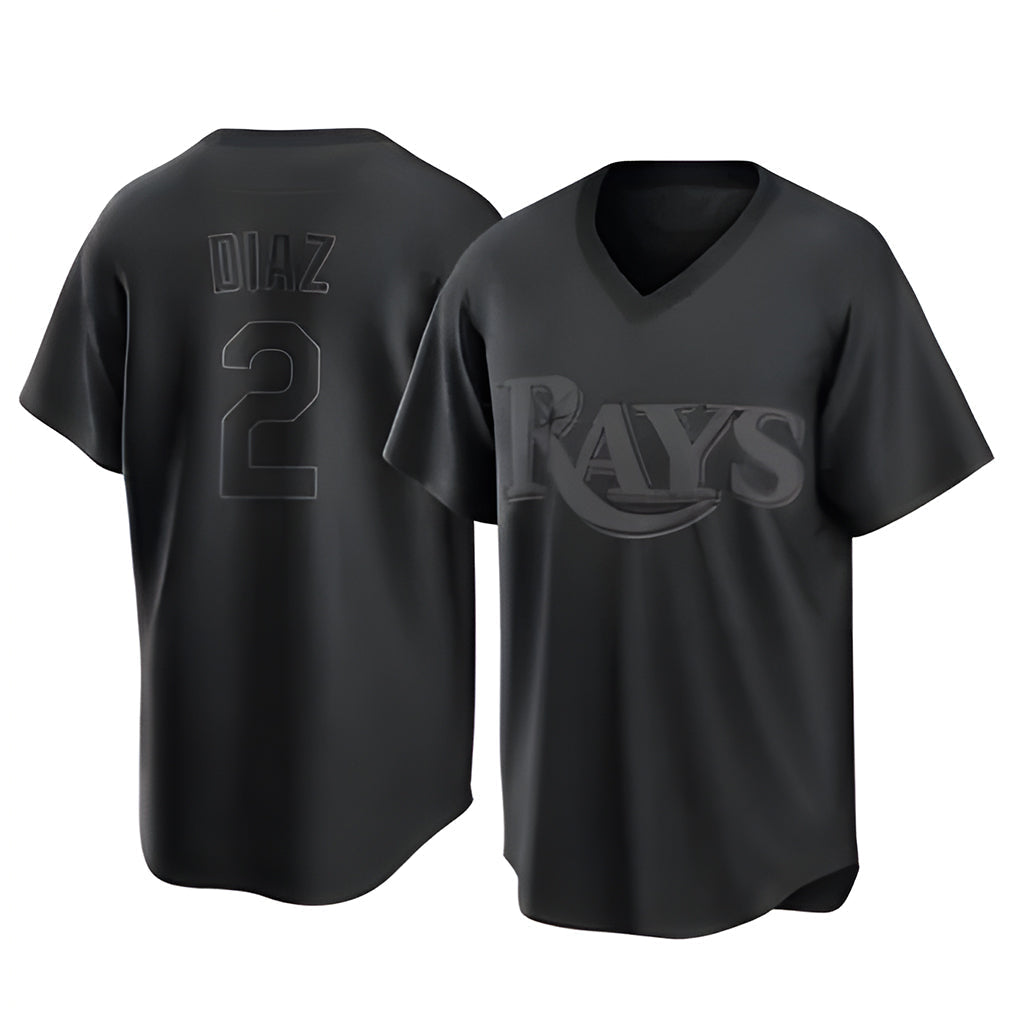 tocy T.Bay Rays #2 Yandy Diaz Player Black Home Game Stitched Jerseys