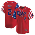 tocy T.Bay Rays #2 Yandy Diaz Player Red 2025 Independence Day Vapor Premier Limited Stitched Jerseys
