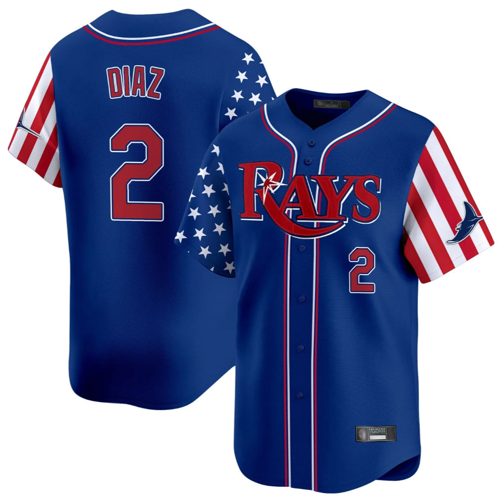 tocy T.Bay Rays #2 Yandy Diaz Player Royal 2025 Independence Day Vapor Premier Limited Stitched Jerseys