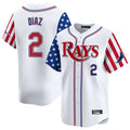 tocy T.Bay Rays #2 Yandy Diaz Player White 2025 Independence Day Vapor Premier Limited Stitched Jerseys