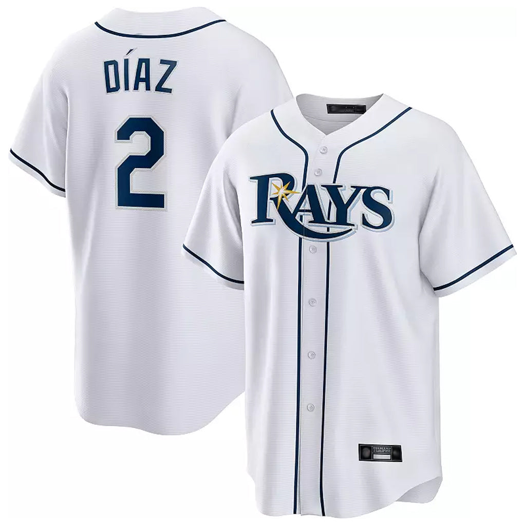 tocy T.Bay Rays #2 Yandy Diaz Player White Home Game Stitched Jerseys