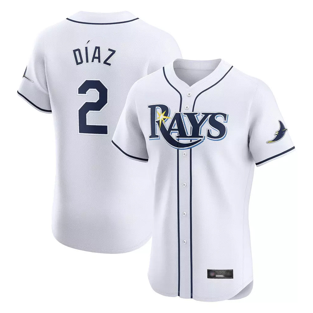 tocy T.Bay Rays #2 Yandy Diaz Player White Home Limited Elite Stitched Jerseys