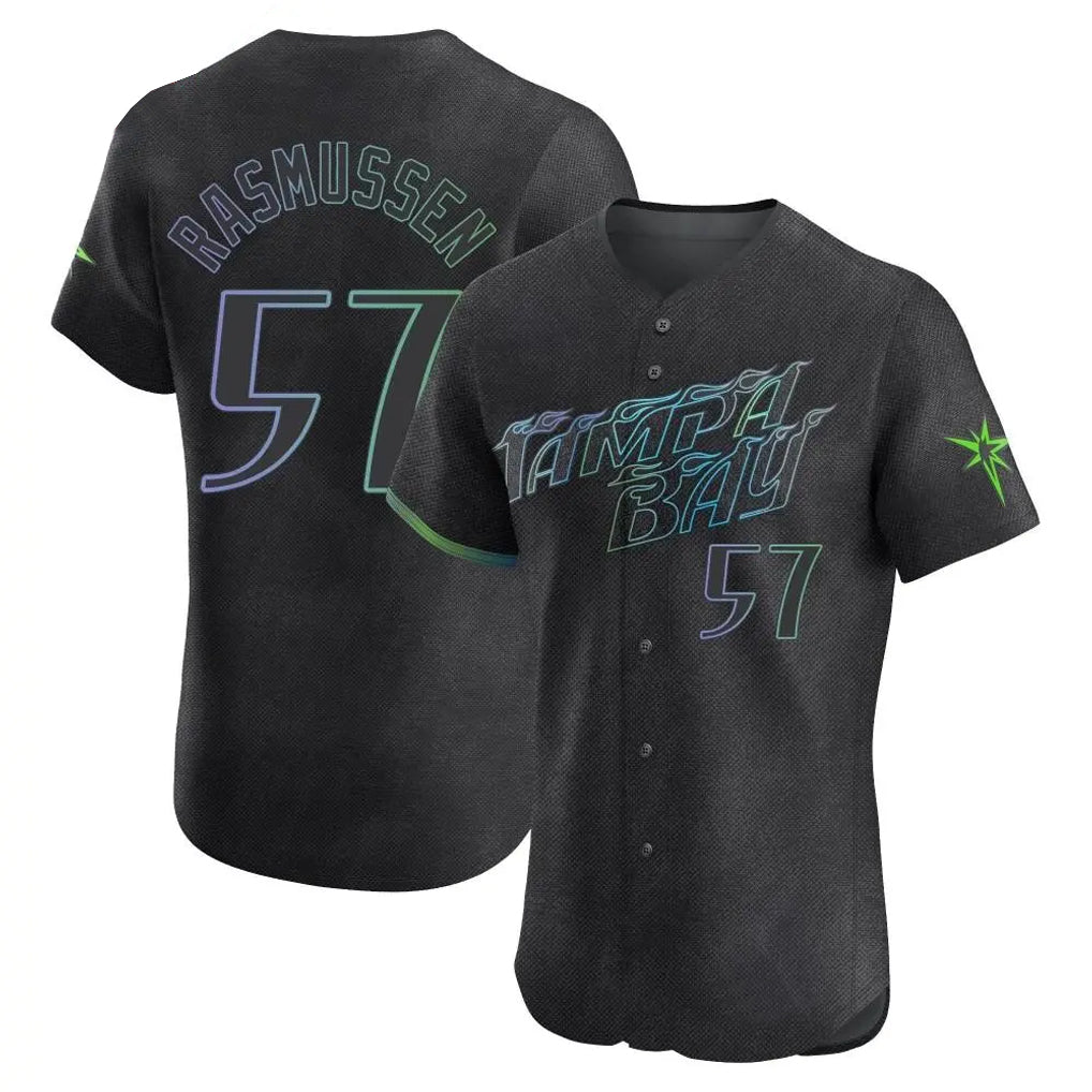 tocy T.Bay Rays #57 Drew Rasmussen Player Black City Connect Home Limited Elite Stitched Jerseys