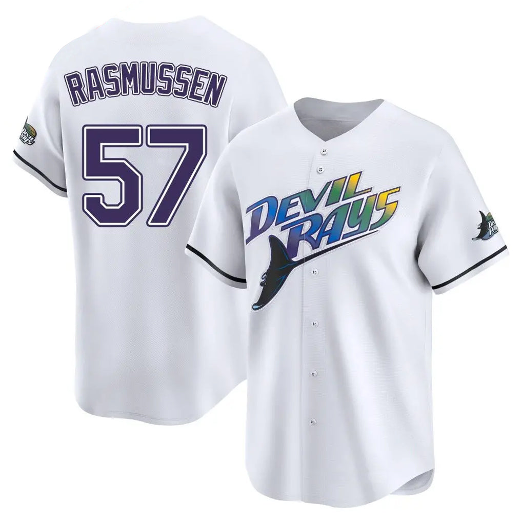 tocy T.Bay Rays #57 Drew Rasmussen Player White City Connect Home Stitched Jerseys
