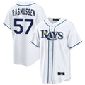 tocy T.Bay Rays #57 Drew Rasmussen Player White Home Game Stitched Jerseys
