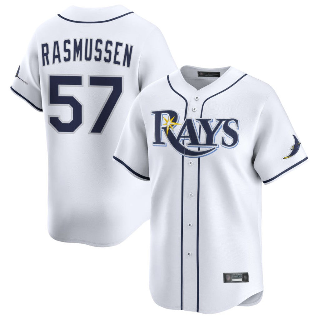 tocy T.Bay Rays #57 Drew Rasmussen Player White Home Limited Stitched Jerseys