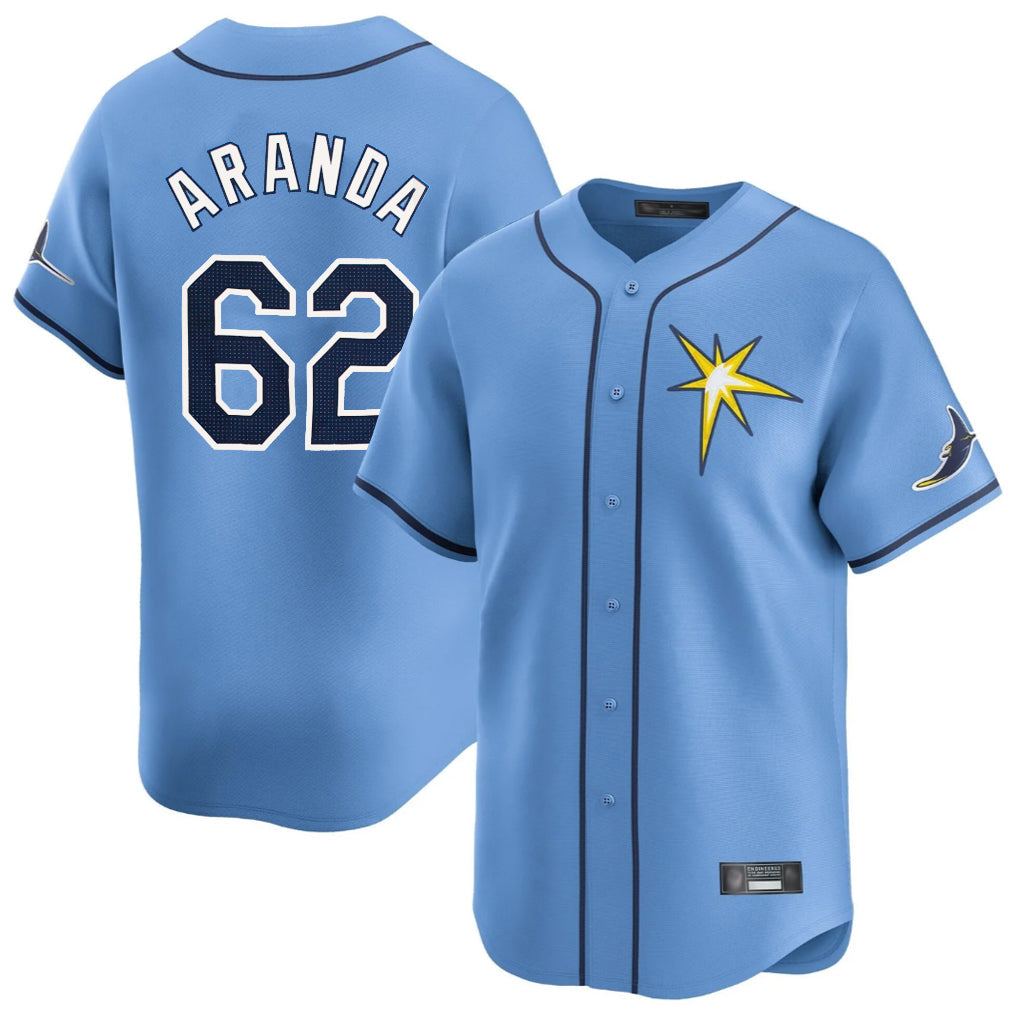 tocy T.Bay Rays #62 Jonathan Aranda Player Light Blue Home Limited Stitched Jerseys