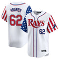 tocy T.Bay Rays #62 Jonathan Aranda Player White 2025 Independence Day Vapor Premier Limited Stitched Jerseys