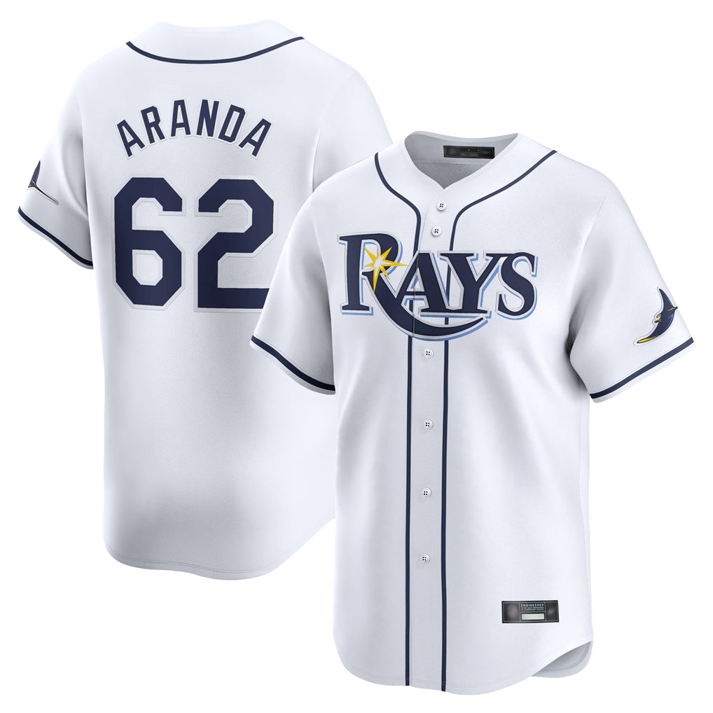 tocy T.Bay Rays #62 Jonathan Aranda Player White Home Limited Stitched Jerseys