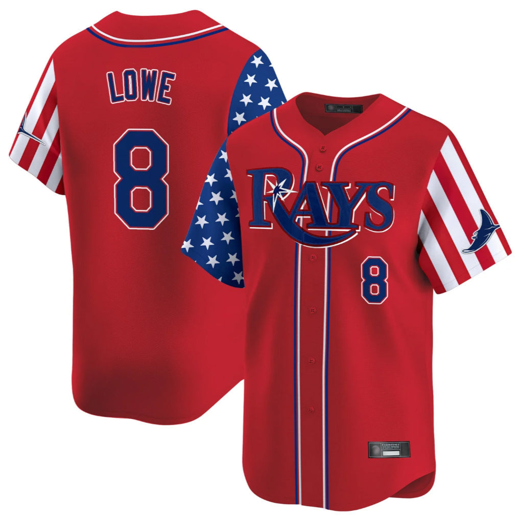tocy T.Bay Rays #8 Brandon Lowe Player Red 2025 Independence Day Vapor Premier Limited Stitched Jerseys