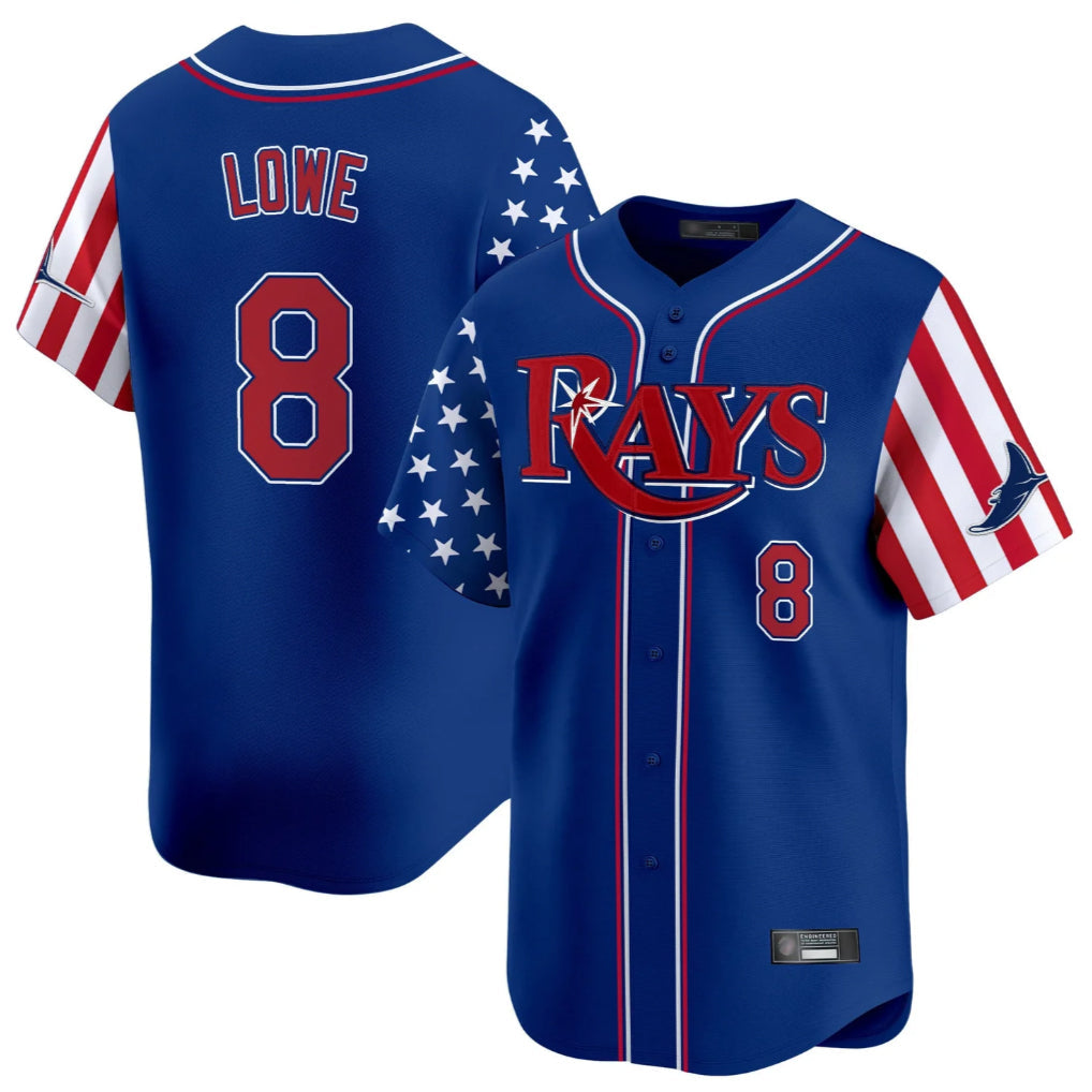 tocy T.Bay Rays #8 Brandon Lowe Player Royal 2025 Independence Day Vapor Premier Limited Stitched Jerseys
