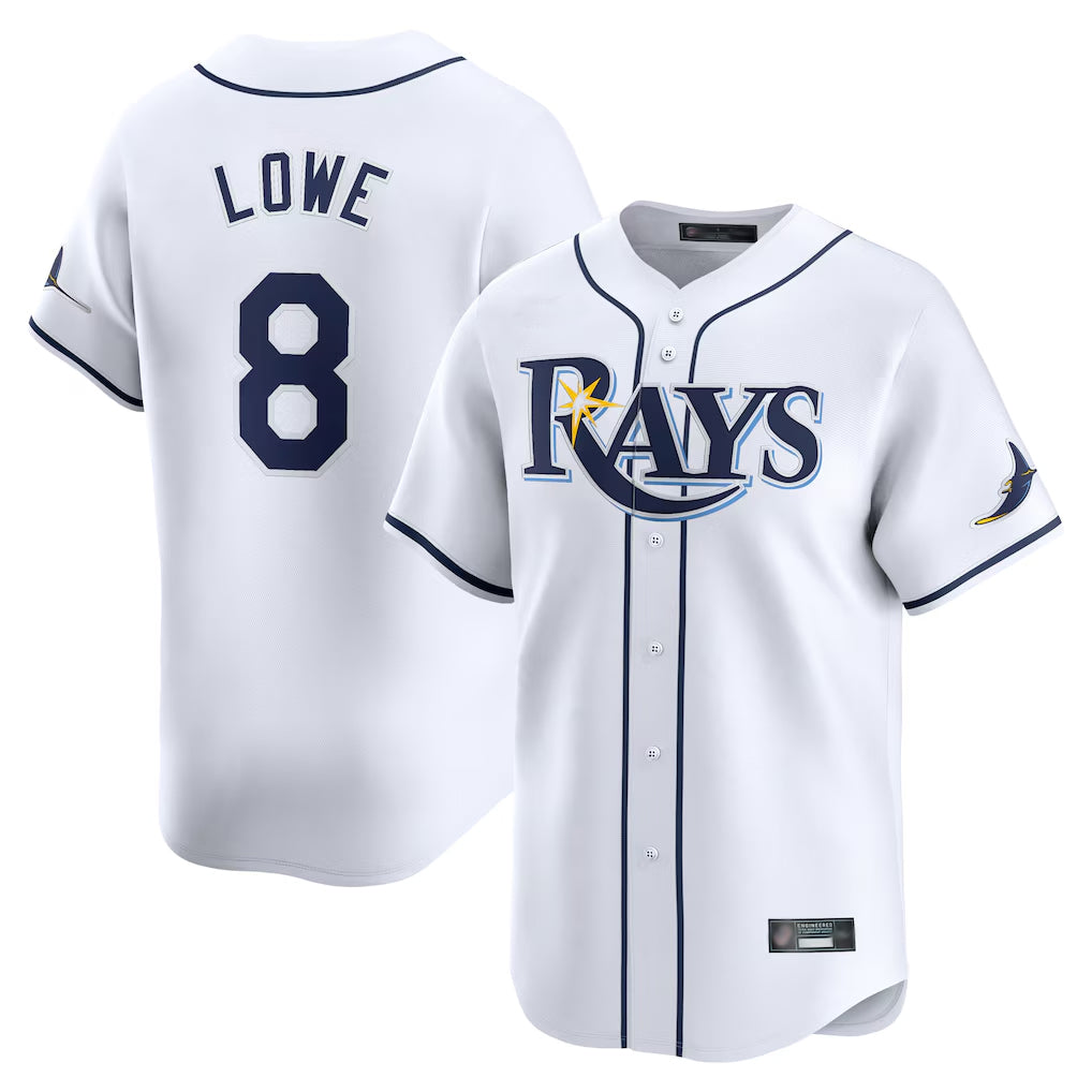 tocy T.Bay Rays #8 Brandon Lowe Player White Home Limited Stitched Jerseys