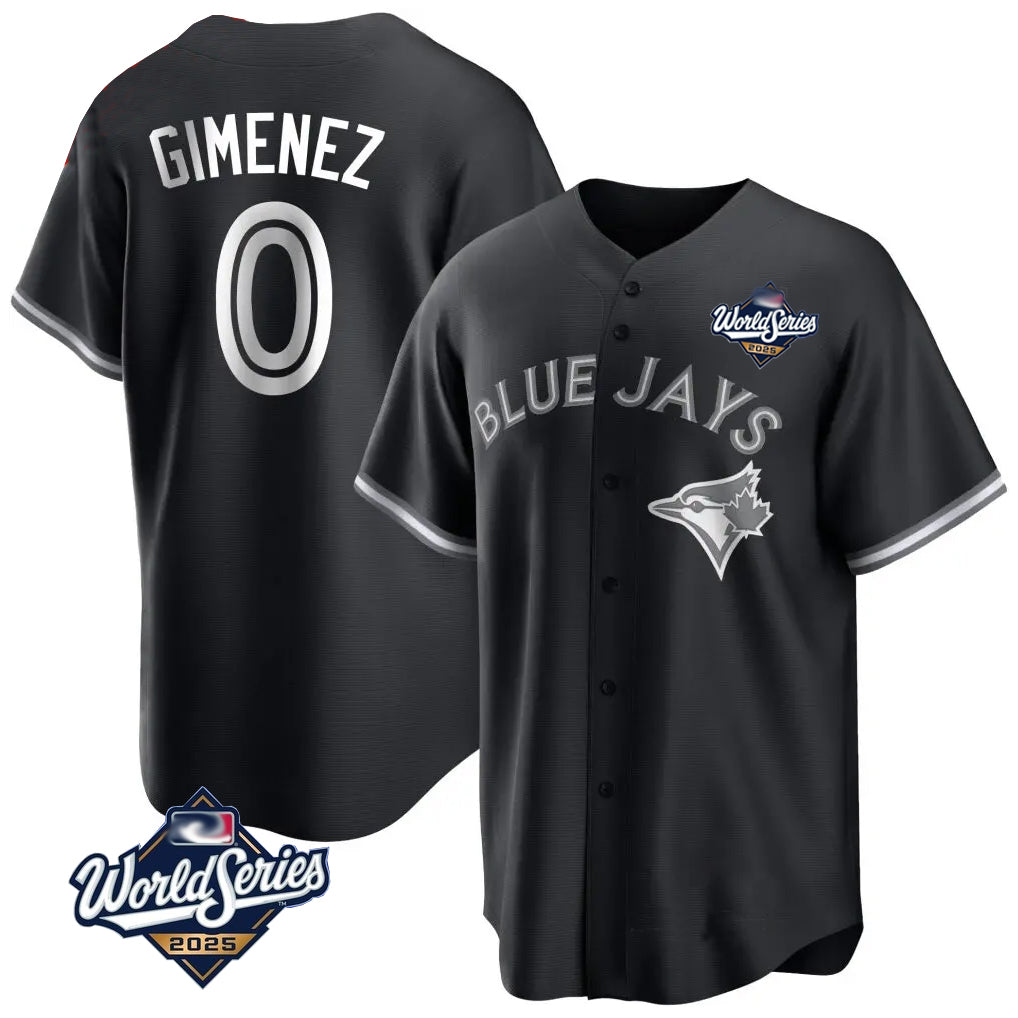 tocy T.Blue Jays #0 Andres Gimenez Player Black 2025 World Series Game Stitched Jerseys