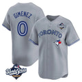 tocy T.Blue Jays #0 Andres Gimenez Player Gray 2025 World Series Game Stitched Jerseys
