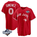 tocy T.Blue Jays #0 Andres Gimenez Player Red 2025 World Series Limited Stitched Jerseys